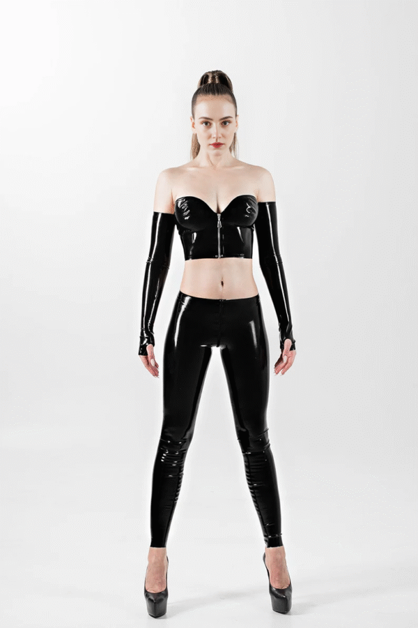 Shiny Black Latex Leggings with Crotch Zipper – Seductive BDSM Style