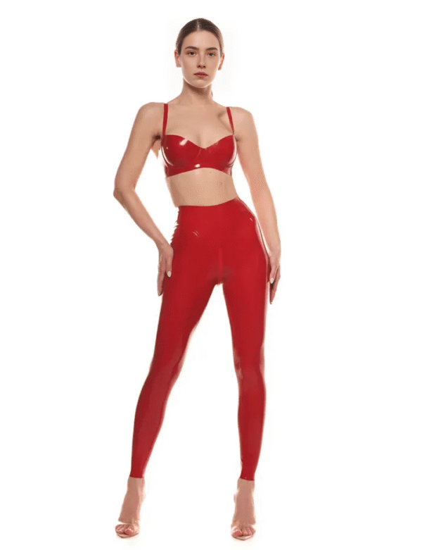 Stella High-Waist Latex Leggings with Back Seam Detail and Zipper