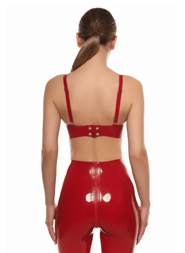 Stella Red Latex Bra – Adjustable Straps & Back Snaps