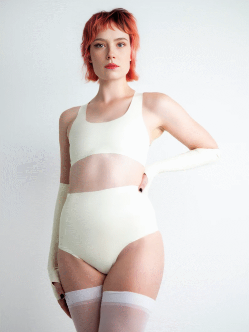 Sleek Latex Racerback Sports Bralette – Custom Fit, Handmade Rubber Lingerie