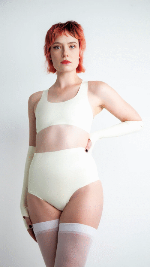Sleek Latex Racerback Sports Bralette – Custom Fit, Handmade Rubber Lingerie