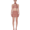 Asymmetric Latex Crop Top with Detachable Chain Strap and High Collar