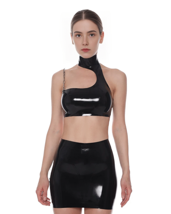 High-Waisted Latex Mini Skirt – Bodycon Shiny Rubber Skirt
