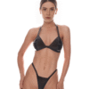 Latex High-Cut G-String Panties with Steel Piercing Detail
