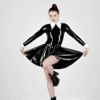 Elegant Latex Long Sleeve Skater Dress with White Collar – High Shine Fetish Fashion