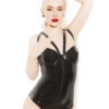 Pointed Bust Zippered Latex Playsuit