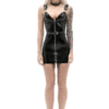 Seductive Latex Cocktail Mini Dress with Belt and Zipper – Black