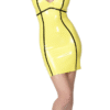 Yellow Latex Bodycon Dress with Black Trim and Bow Detail