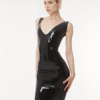Sleek V-Neck Latex Mini Dress – Timeless Basics Collection