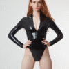 Basics Latex Long Sleeve Zip Bodysuit – Classic High-Cut Design