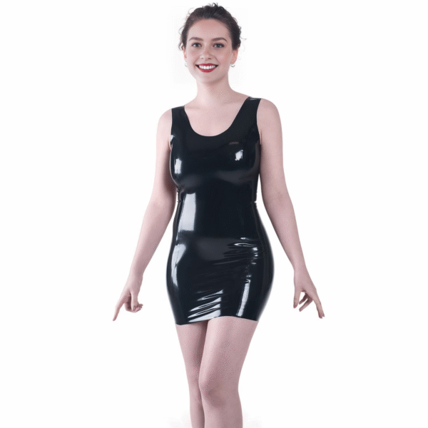 Essential Scoop Neck Latex Mini Dress – Sleek, Simple & Stunning