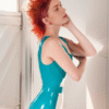 Two-Tone Latex Bodycon Dress with Square Neckline