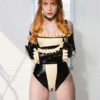 Latex Maid Costume Set with Apron and Gloves