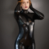 Classic Full-Body Black Latex Catsuit for Women – Seamless, Glossy Finish, Second-Skin Fit