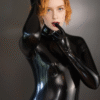 Classic Full-Body Black Latex Catsuit for Women – Seamless, Glossy Finish, Second-Skin Fit