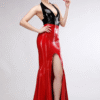 Diva High-Waist Latex Mermaid Skirt with Front Slit