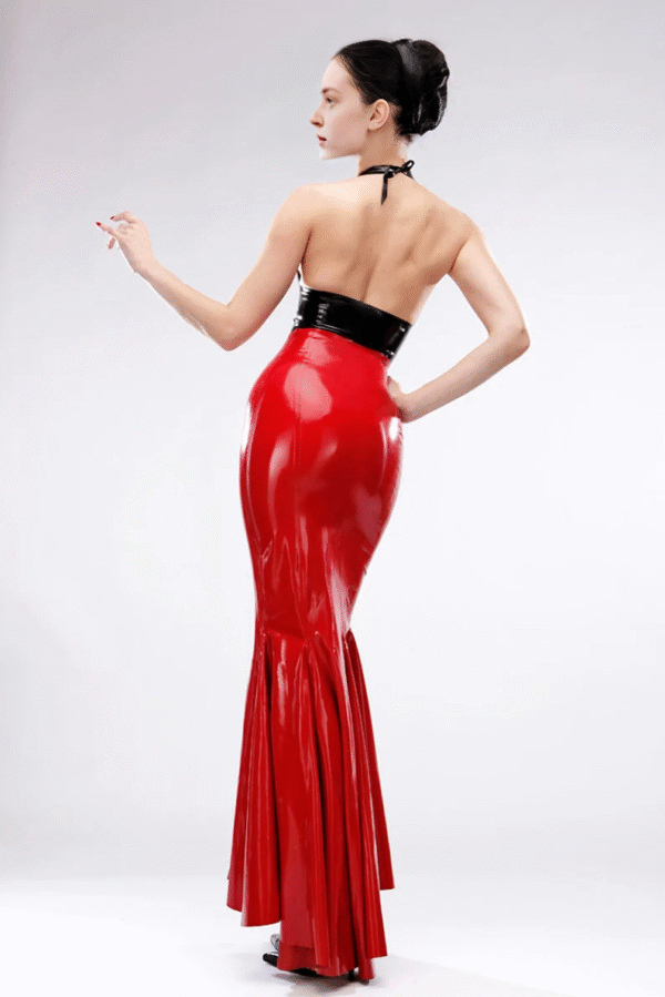 Diva High-Waist Latex Mermaid Skirt with Front Slit