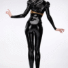 Elegant Diva Latex Bolero Jacket – Long Sleeve Puff Shoulder Shrug in Glossy Black