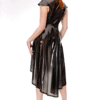 Vivian Latex Buckled Cloak with High-Low Hem and Futuristic Sleeves