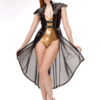 Vivian Latex Buckled Cloak with High-Low Hem and Futuristic Sleeves