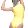 Vega Latex Leotard with Cut-Out Cleavage and High Collar – Yellow