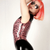 Leopard Print Sleeveless Latex Bodysuit with Deep Chest Cutout and 3-Way Zipper