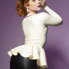 Elegant Latex Peplum Top with V-Neck and Faux Button Trim