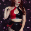 Harley Quinn Style Latex Keyhole Bikini Set with Ring Detail