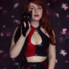 Harley Quinn Style Latex Keyhole Bikini Set with Ring Detail