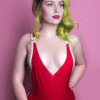 Retro Plunge Red Latex Bodysuit with Buckle Straps – 80s Inspired V-Neck Design