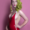 Retro Plunge Red Latex Bodysuit with Buckle Straps – 80s Inspired V-Neck Design