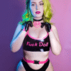 Fuck Doll Appliqué Latex Bikini Set – Bold Statement Crop Top & High-Waist Briefs