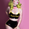 Fuck Doll Appliqué Latex Bikini Set – Bold Statement Crop Top & High-Waist Briefs