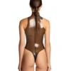 Transparent High-Leg Zip-Up Latex Bodysuit – Brazilian Back