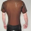 Transparent Smoke Latex Polo Shirt – Snap Collar Rubber Top for Men
