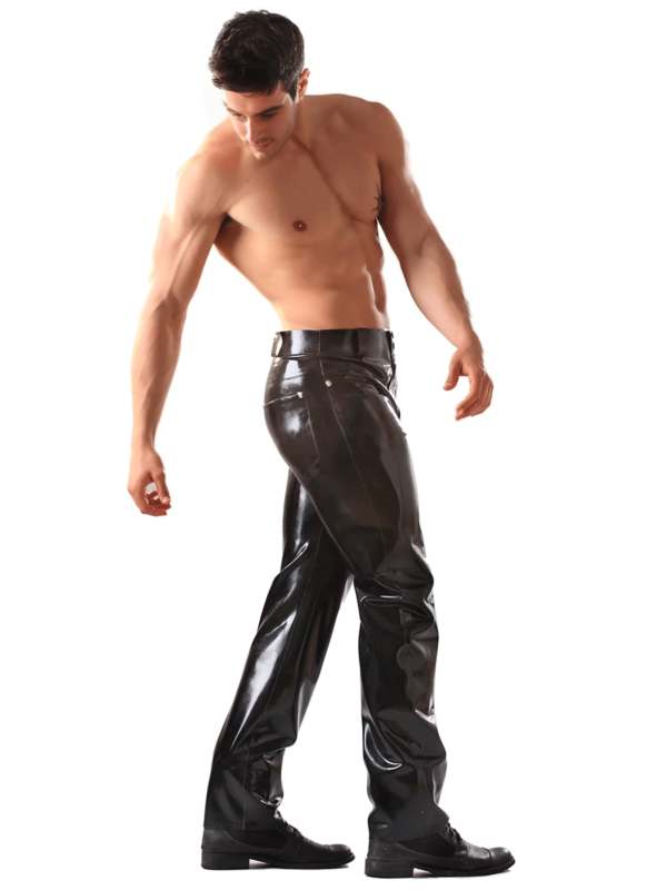 Men’s Black Latex Jeans with Pockets and Belt Loops