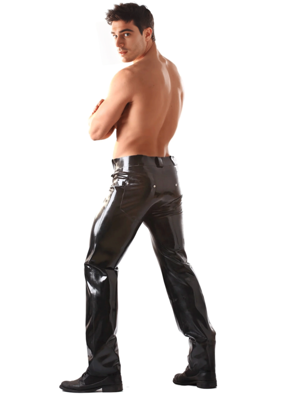 Men’s Black Latex Jeans with Pockets and Belt Loops