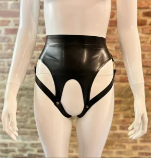Luxe Latex Ouvert Knickers with O-Ring Harness Detail – Open Front & Back Design