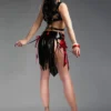 Scandal Cutout Latex Fringe Skirt with Side Satin Lacing