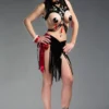 Scandal Cutout Latex Fringe Skirt with Side Satin Lacing