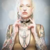 Latex Top with Deep V Cleavage and Front Zipper in Antique Gold