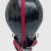 Black Latex Hood with Red Pinhole Eyes and Zip Mouth – Rear Zipper and Zip Guard