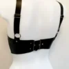 High-Support Latex Bralette with Buckle Closure and Hardware Details