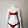 Red Latex Bra and Low Waist Briefs Set – Handmade Two Piece Lingerie