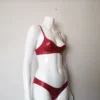 Red Latex Bra and Low Waist Briefs Set – Handmade Two Piece Lingerie
